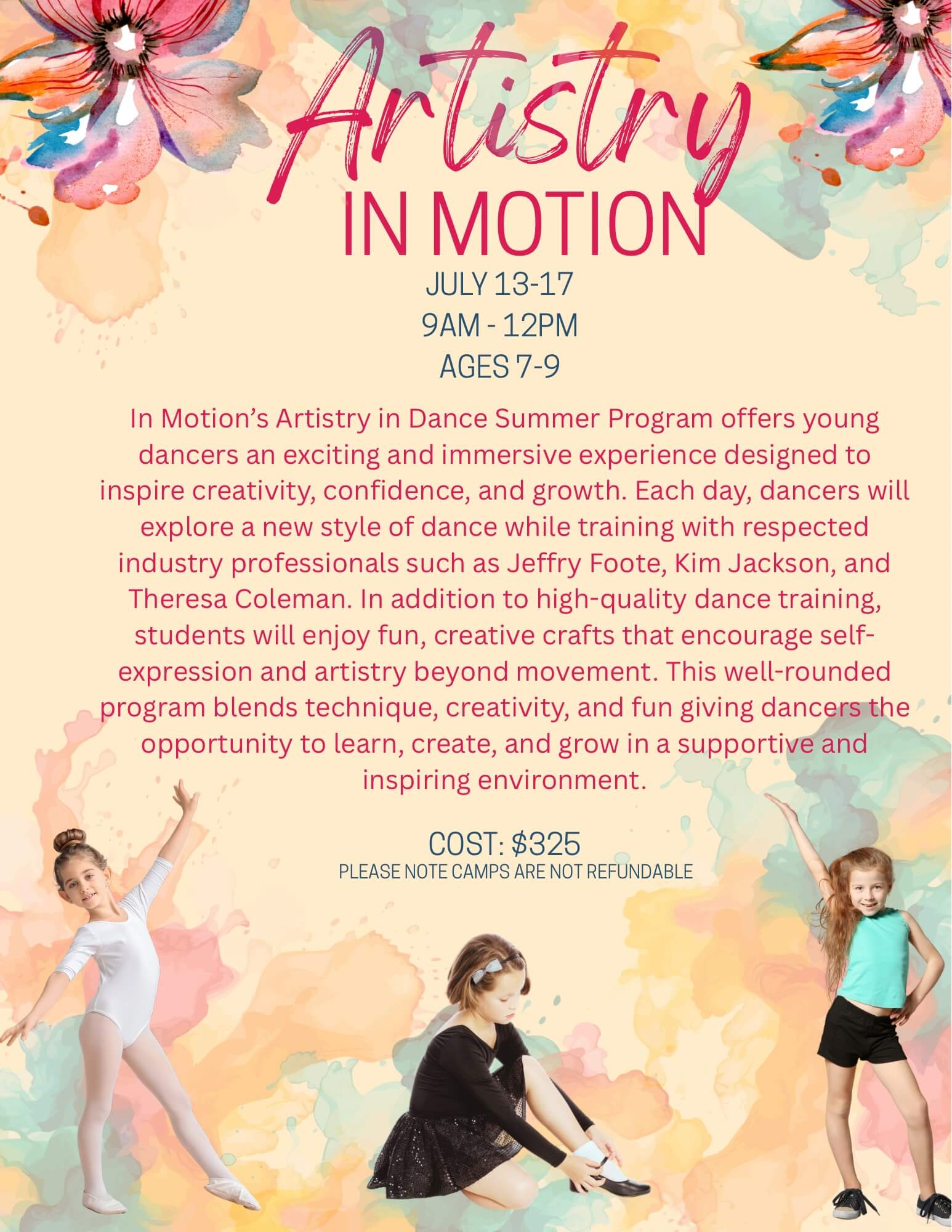 Artistry In Motion Summer Program Flyer 2026