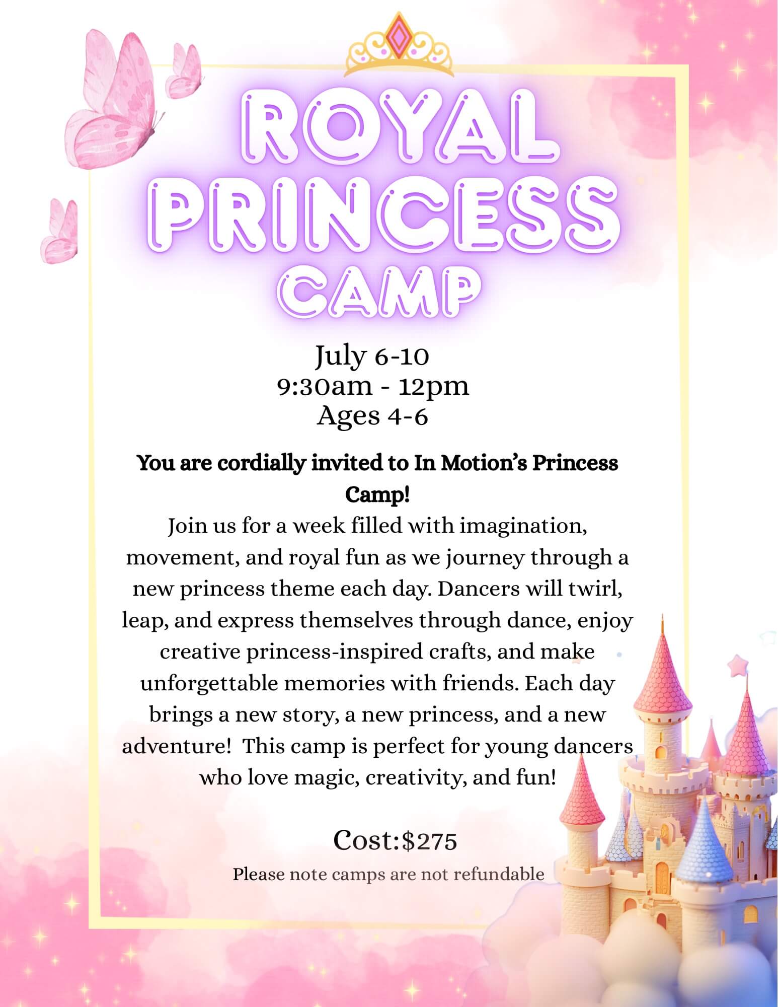 Dancing Princesses Summer Program Flyer 2026